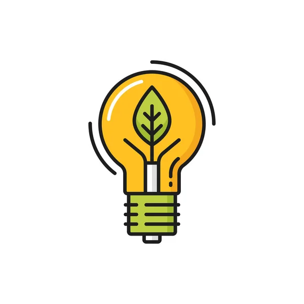 Lightbulb Shape Leaf Plant Eco Environment Isolated Color Line Icon — Stock Vector