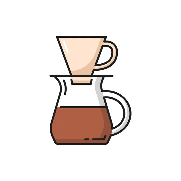 Kaffeekanne Mit Filter Gebrühtes Aromatisches Getränk Isoliert Symbol Vector Energetisches — Stockvektor