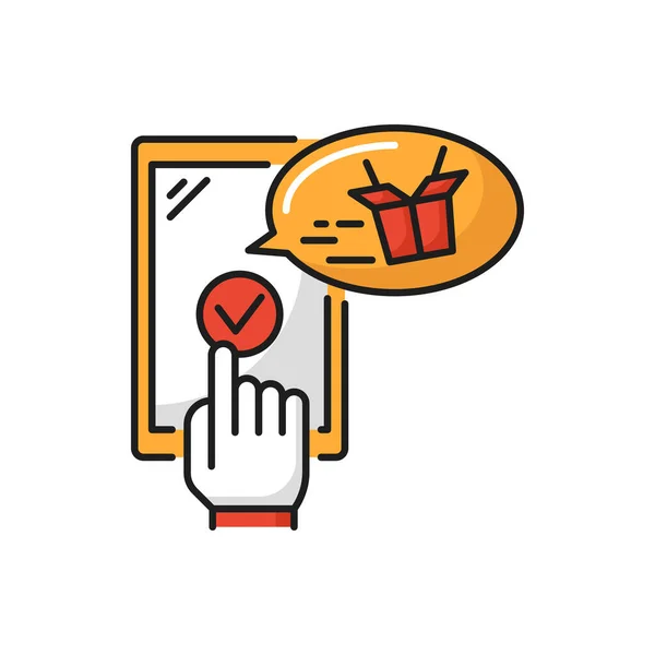 Mobilní Dodávka Potravin Aplikace Obědem Box Izolované Kreslené Ikony Vektorové — Stockový vektor