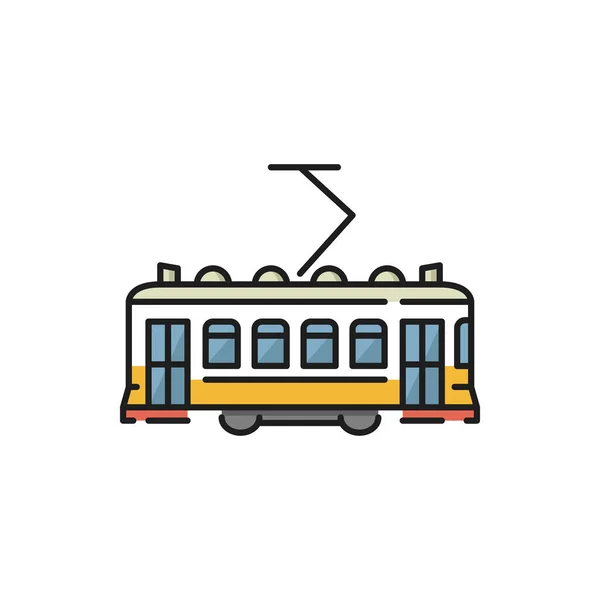 Lisbon City Trolley Isolated Tram Trolley Flat Line Icon Vector — Stock Vector