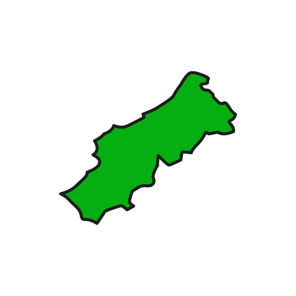República Portuguesa Mapa Isolado Silhueta Verde Ícone Linha Plana Vector —  Vetores de Stock