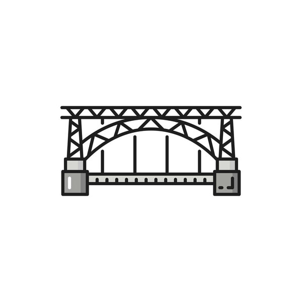 Portuguese bridge Porto isolated history landmark flat line icon. Vector Portugal medieval architecture, world heritage sign. Landmark, traditional historical place of interest, famous sightseeing