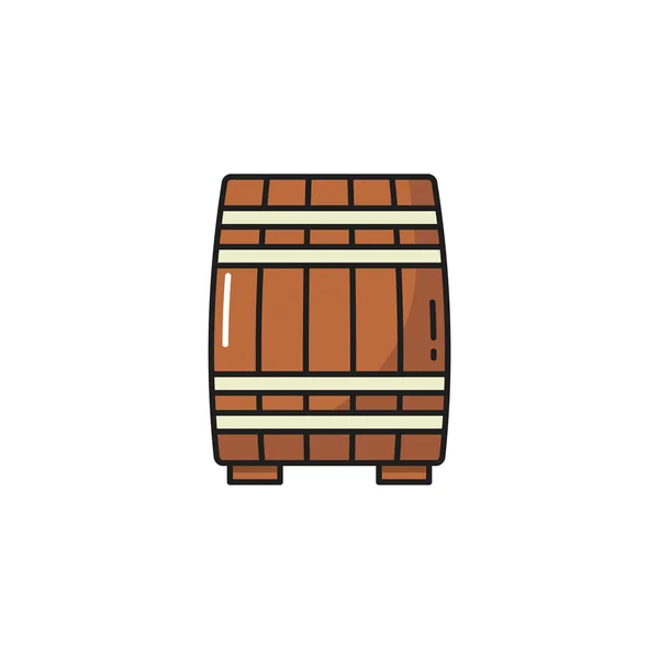 磁器ワインの木製のバレルは コンテナフラットラインアイコンを隔離します オーク ビールとワイン ウイスキーとラム酒 コニャックとエールを格納するためのベクトルコンテナ サイダー 火薬またはアルコールのワイナリードリンク付きタンク — ストックベクタ