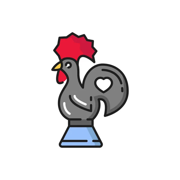 Barcelos Rooster Cock Bird Symbol Portugal Souvenir Isolated Flat Icon — Stock Vector