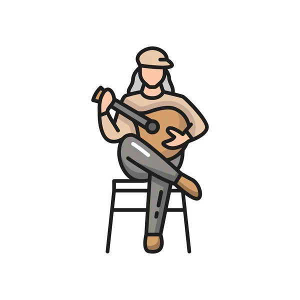Фадо Португальский Гитарист Изолированной Гитарой Гитарист Vector Portugal Певец Гитарой — стоковый вектор