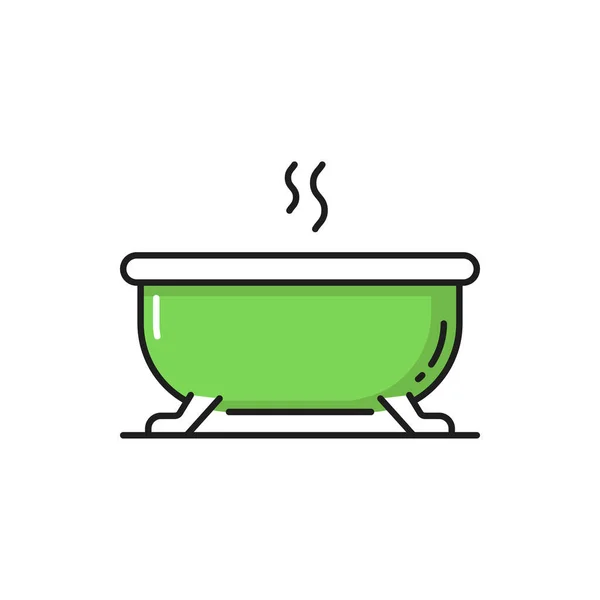 Bathtub Hot Water Isolated Flat Line Icon Bathroom Object Vector — Stock Vector