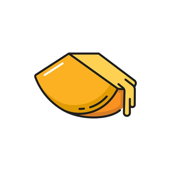 Melted Cheese Isolated Sliced Triangle Creamy Cheddar Flat Line Icon — Stock Vector