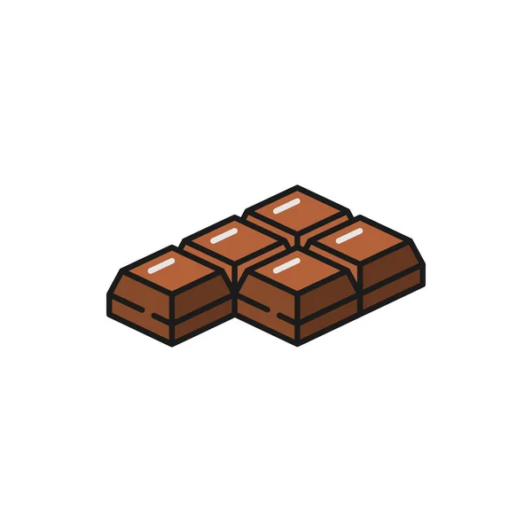 Choco Bar Isolado Pedaço Suíça Ícone Linha Plana Chocolate Vector — Vetor de Stock