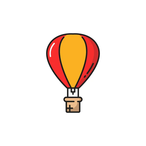 Aerostat Heteluchtballon Gele Rode Kleuren Heteluchtballon Aerostaat Geïsoleerde Lijn Pictogram — Stockvector