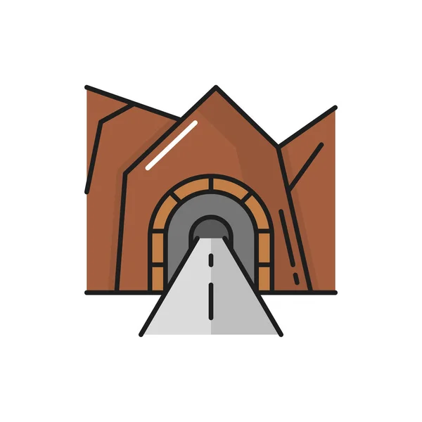 Túnel Subterráneo Los Alpes Suiza Montañas Aisladas Icono Línea Plana — Archivo Imágenes Vectoriales
