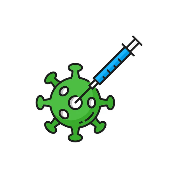 Corona Virus Bacteria Shot Injection Isolated Color Line Icon Vector — Stock Vector