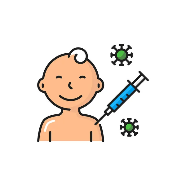 Covid Virus Barn Vaccination Skjuten Humant Barn Axeln Isolerad Färg — Stock vektor