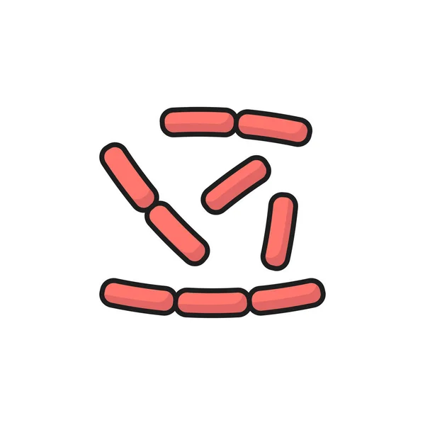 Lactobacillus Microorganisme Bacterii Virus Probiotice Izolate Linie Culoare Icon Vector — Vector de stoc