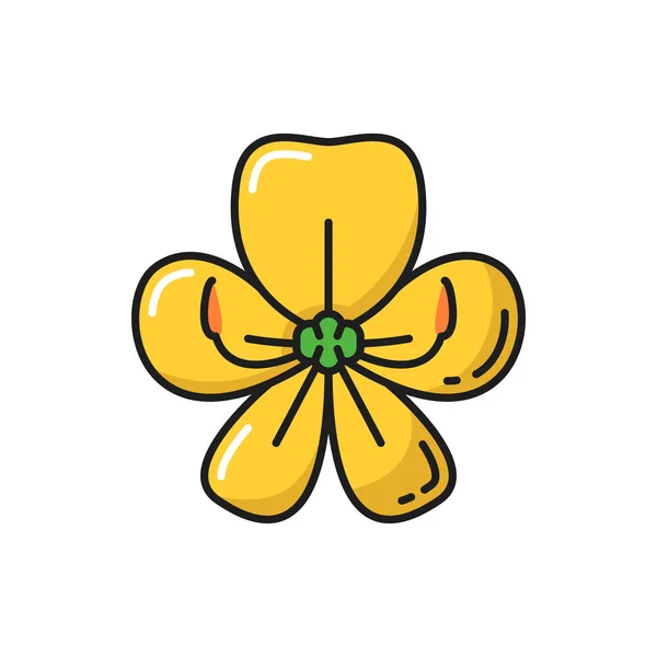 Χρυσό Λουλούδι Ντους Cassia Fistula Απομονωμένο Κίτρινο Χρώμα Γραμμή Εικονίδιο — Διανυσματικό Αρχείο