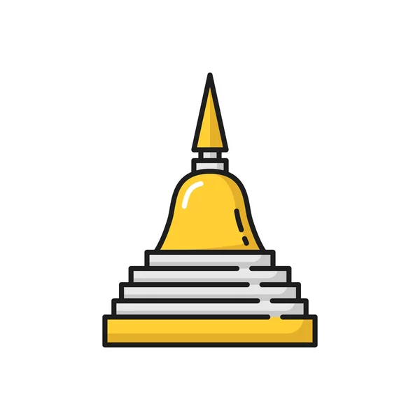 Symbole Bouddhiste Isolé Doré Stupa Réconciliation Couleur Ligne Icône Vecteur — Image vectorielle