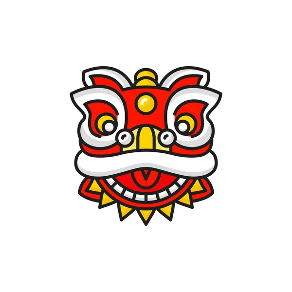 China Head Mask Dancing Lion Dog Dancer Isolated Icon Vector — Stock Vector