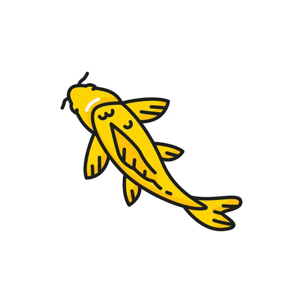 Золотая Рыба Китайский Карп Изолированный Цвет Линии Значок Векторная Рыба — стоковый вектор