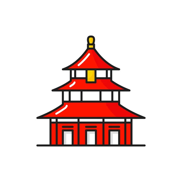 Templo Asiático Rojo Del Cielo Pagoda China Aislada Vector Antiguo — Vector de stock