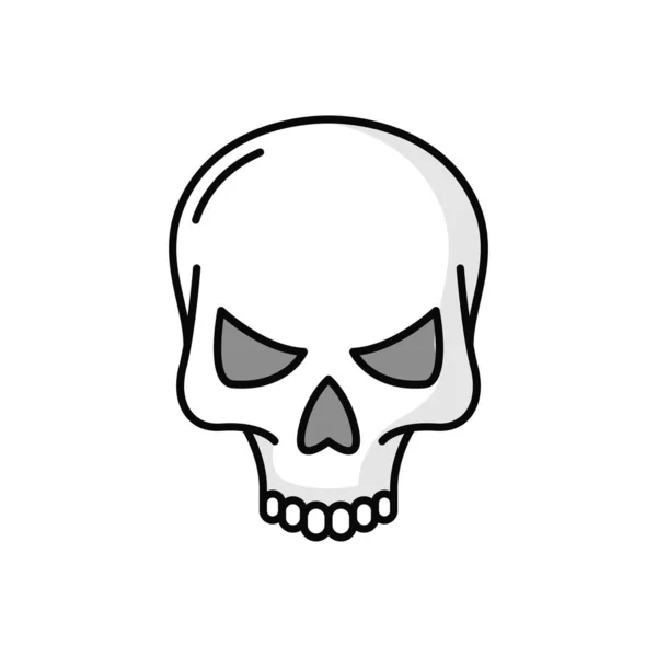 Scary Skull Bone Symbol Death Danger Isolated Color Line Icon — Stock Vector