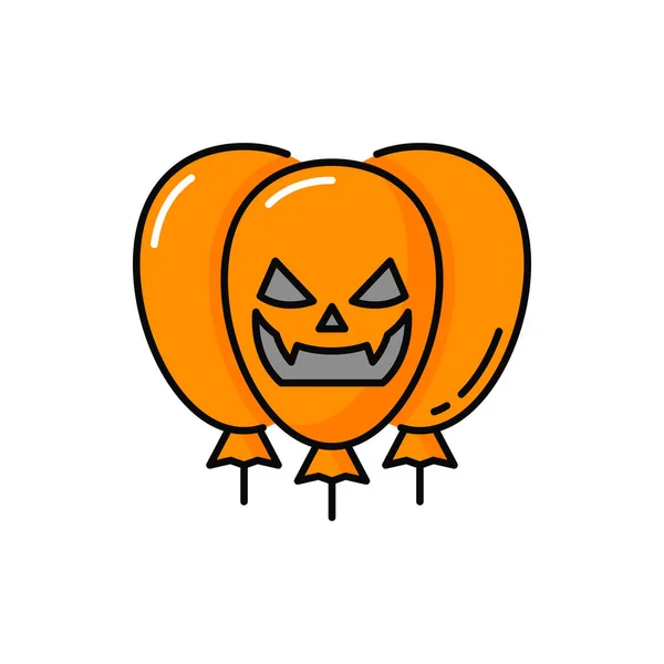 Przerażające Oblicze Demona Ducha Balonach Halloweenowych Odizolowanych Pomarańczowych Pęcherzyków Koloru — Wektor stockowy