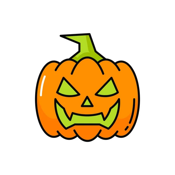 Enge Pompoen Lantaarn Halloween Feest Teken Geïsoleerde Omtrek Pictogram Vectorpompoen — Stockvector