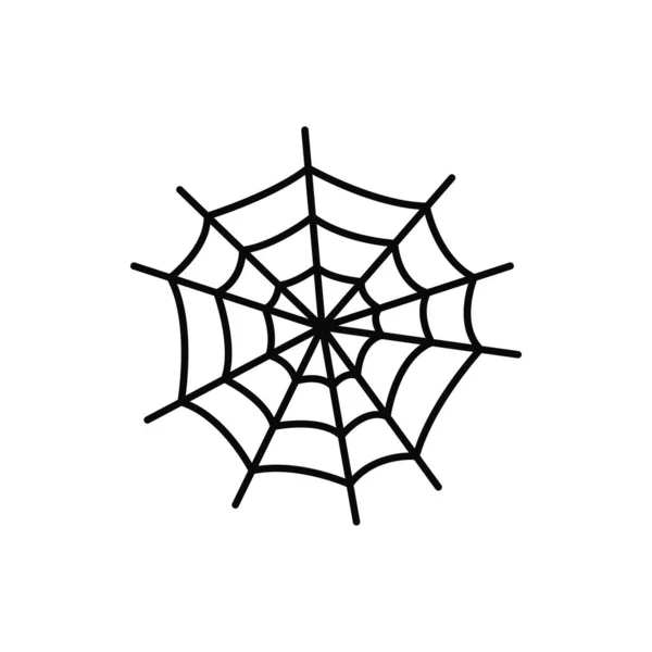 Spider Net Simbolo Festa Halloween Cobweb Isolato Icona Linea Sottile — Vettoriale Stock