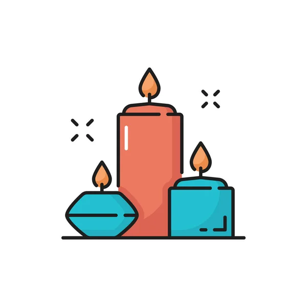 Aroma Beauty Spa Kerzen Isoliert Umriss Symbol Vektor Brennende Aromatische — Stockvektor