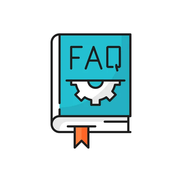 Faq Question Book Gear Bookmark Isolated Icon Vector Closed Help — Stock Vector