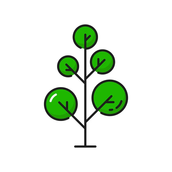 Árbol Plano Dibujos Animados Verde Con Coronas Forma Círculo Pequeño — Archivo Imágenes Vectoriales