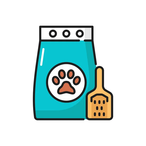 Relleno Para Gatos Icono Contorno Aislado Con Cuchara Paquete Vectorial — Vector de stock