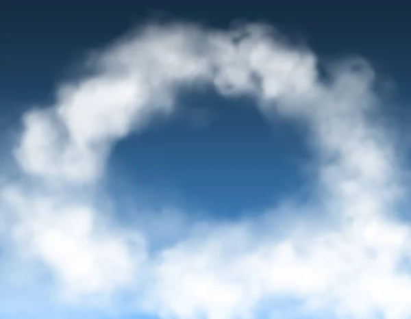 Круглые Дуговые Облака Голубом Небе Векторный Пушистый Дым Облачный Круг — стоковый вектор
