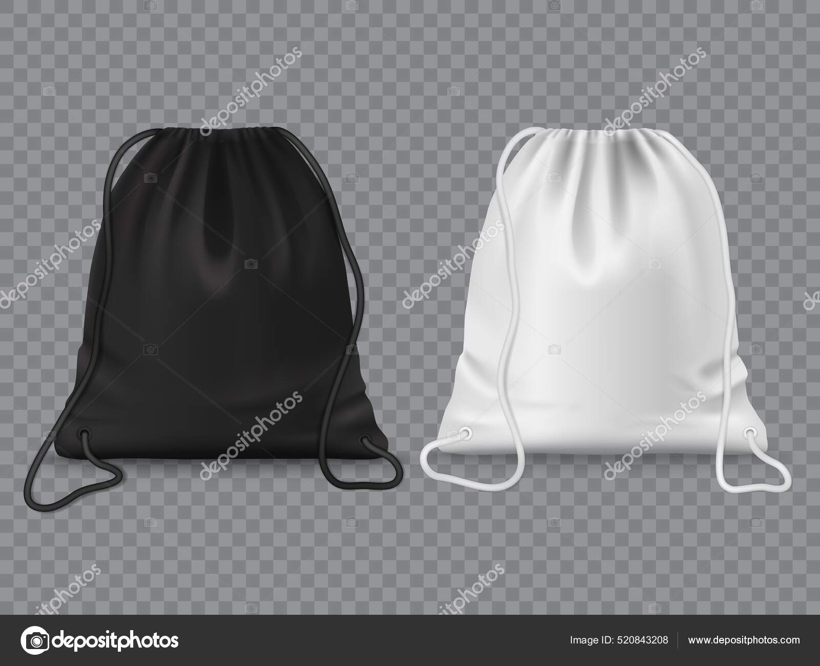 Plastic foil bag with hole in paper clip, vector realistic 3d mockup.  Transparent plastic bag package, products display doypack pouch and sachet  pack Stock Vector