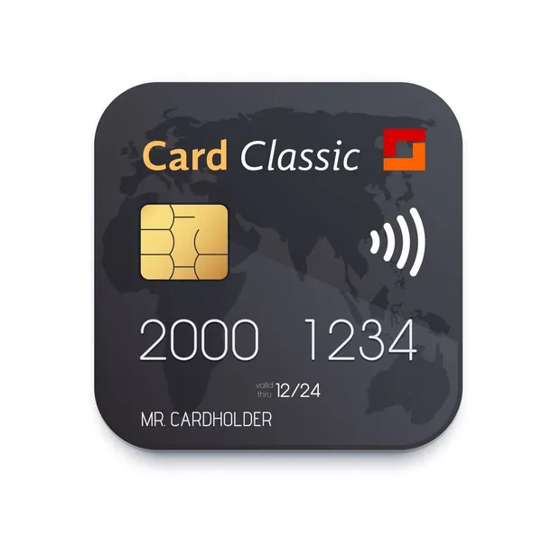 Ícone Cartão Crédito Débito Pagamento Online Aplicação Tecnologia Troca Botão — Vetor de Stock