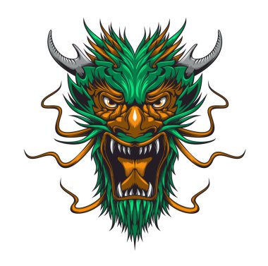 Asian dragon monster, mythology beast cartoon mascot head. Angry roaring or screaming fairytale creature, fantasy beast with horns and sharp fangs. Chinese, Japanese or Thai furious, aggressive dragon vector Asian dragon monster, mythology beast cartoon mascot head. Angry roaring or screaming fairytale creature, fantasy beast with horns and sharp fangs. Chinese, Japanese or Thai furious, aggressive dragon vector