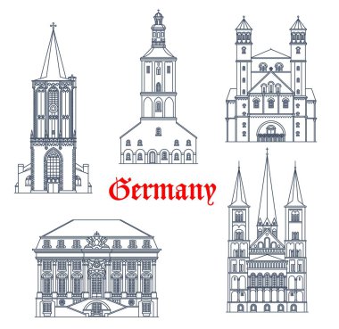 Almanya, Köln ve Bonn 'un mimari binalarını gezer. St. Ursula ve Severin Bazilikası 'nın Alman mimarisi, Saint Pantaleon Kilisesi, Bonn Minster veya Bonner Munster Katedrali