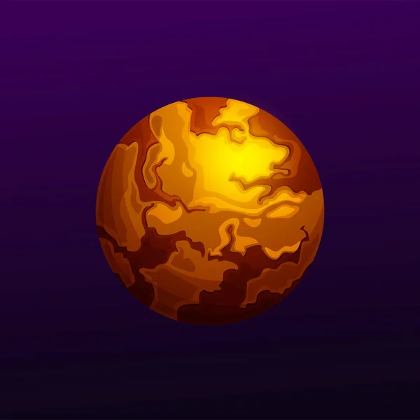 Fantasia Planeta Magma Fogo Lava Espaço Sideral Planeta Amarelo Jogo — Vetor de Stock