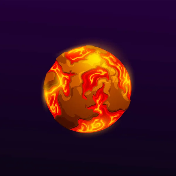 Planeta Espacial Dibujos Animados Con Lava Océanos Fuego Proto Tierra — Archivo Imágenes Vectoriales