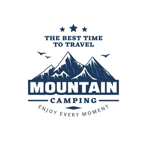 Icono Camping Montaña Viaje Trekking Turismo Senderismo Las Montañas Emblema — Archivo Imágenes Vectoriales