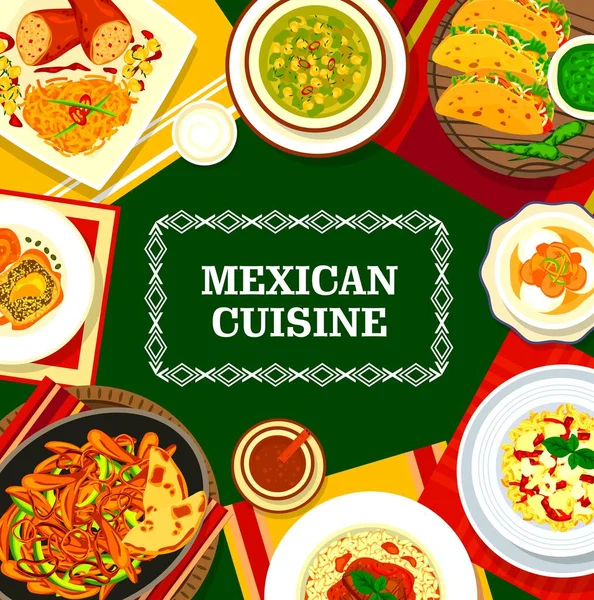 Tampa Menu Restaurante Mexicano Com Quadro Vetorial Comida Especiarias Tacos — Vetor de Stock