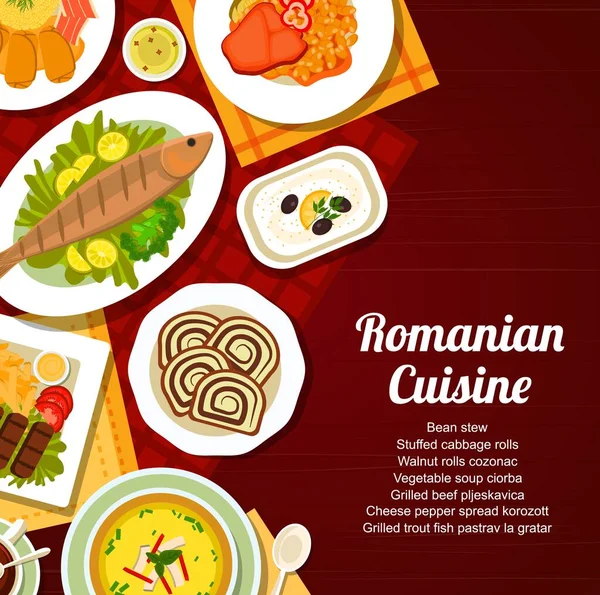 Μενού Της Ρουμανικής Κουζίνας Φασόλια Στιφάδο Σούπα Λαχανικών Ciorba Και — Διανυσματικό Αρχείο