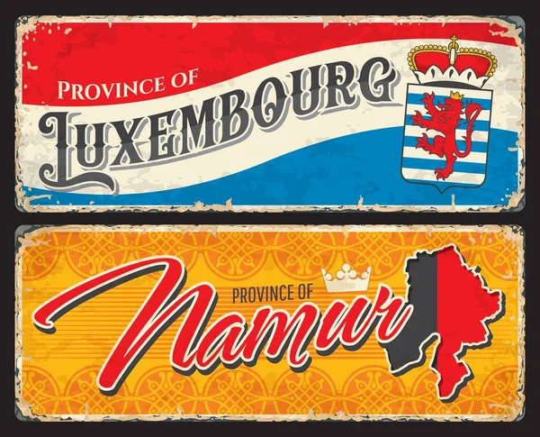 Namur Λουξεμβούργο Βελγική Επαρχία Vintage Πιάτα Και Ταξιδιωτικά Αυτοκόλλητα Βέλγιο — Διανυσματικό Αρχείο