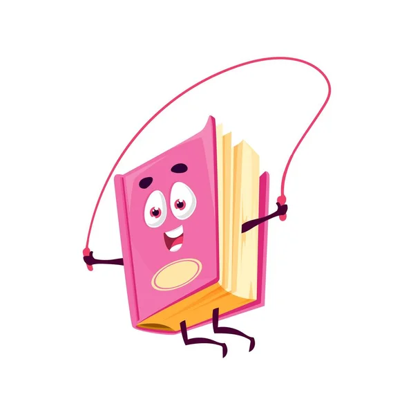 ロープ孤立した子供の教科書の感情にピンクのハードカバージャンプで支持性の漫画本 ベクトル小説や雑誌 乳業やノートブックレットの知恵 教育と情報の象徴 — ストックベクタ