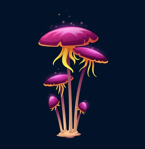 Fantaisie Magique Champignon Lumineux Tabouret Crapaud Champignon Vecteur Toxique Champignon — Image vectorielle