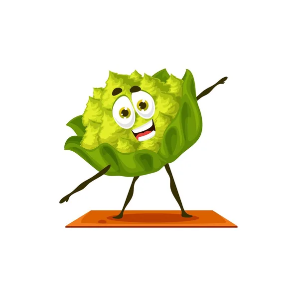 Sportive Healthy Romanesco Cabbage Cartoon Character Face Hands Legs Fitness — ストックベクタ