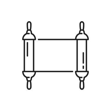 Çin şenlik parşömeni Ay 'ın yeni yıl el yazması ince çizgi simgesini izole etti. Vektör papirüs parşömeni, Kutsal Ahit kutsal metni. Tevrat parşömeni, Yahudiliğin en kutsal kitabı, eski parşömen.