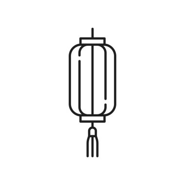 Asya kağıt lambası doğu feneri ince çizgi ikonunu izole etti. Vektör oryantal ışık festivali sembolü, geleneksel doğu süs kağıt lambası. Japonya, Çin, Kore feneri, yeni yıl tatili dekorasyonu.