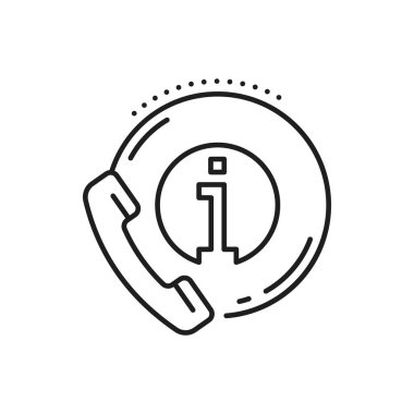 Sohbet bilgileri, faks, yardım, telefon işaretindeki destek merkezi, izole edilmiş ince çizgi simgesi. Sohbet bilgi baloncuklu vektör retro alıcısı. Yardım masası imzası, seyahat danışmanlığı ve talimatlar sembolü