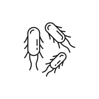 Pozitif bakteri, sağlıklı organizma kimyasal mikroplar ince çizgi ikonunu izole etti. Vektör gastrointestinal terapi prebiyotikleri, mikroorganizmalar virüs bakterileri, probiyotikler veya laktobacillus bifidobacteryum