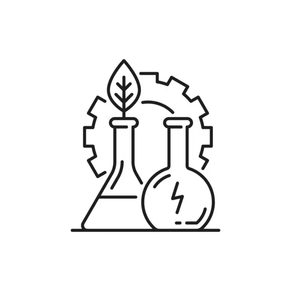 Лабораторная Стеклянная Посуда Листом Громовым Знаком Механизмом Вращения Шестеренок Изолирована — стоковый вектор