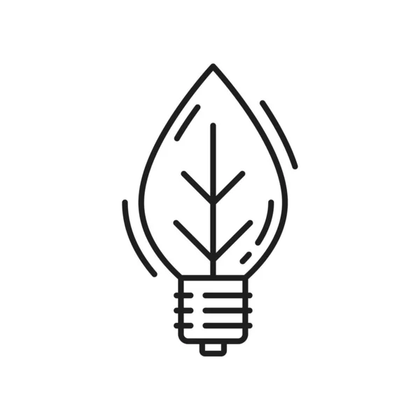 Зеленая Экоэнергия Лампочка Форме Листа Экологически Чистая Окружающая Среда Тонкая — стоковый вектор